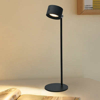 مصباح طاولة LED دائري قابل لإعادة الشحن وقابل للدوران مصنوع من ABS وPC بتصميم حديث وبسيط للدراسة 