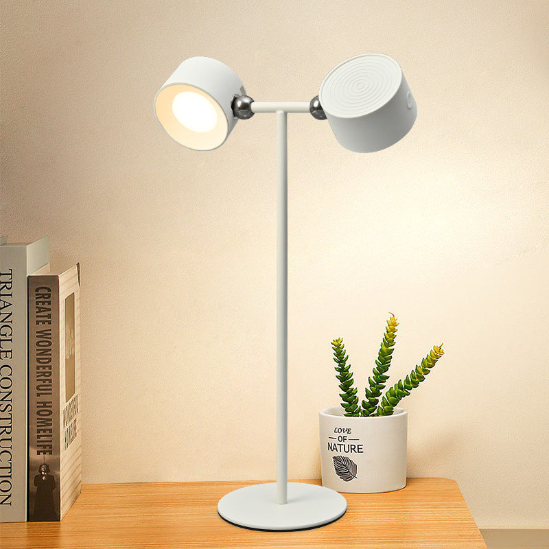 Lampe de table LED ronde en ABS PC rechargeable et rotative minimaliste moderne pour étude 