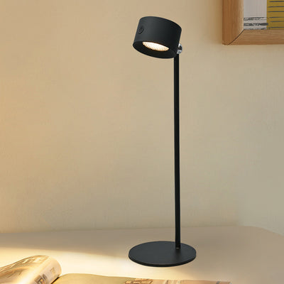 مصباح طاولة LED دائري قابل لإعادة الشحن وقابل للدوران مصنوع من ABS وPC بتصميم حديث وبسيط للدراسة 