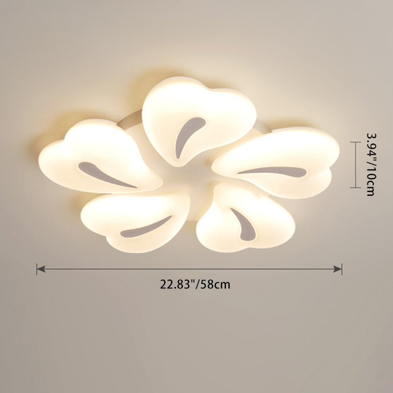 Plafonnier LED en acrylique cristal fer nordique contemporain en forme de cœur fleur pour salon 