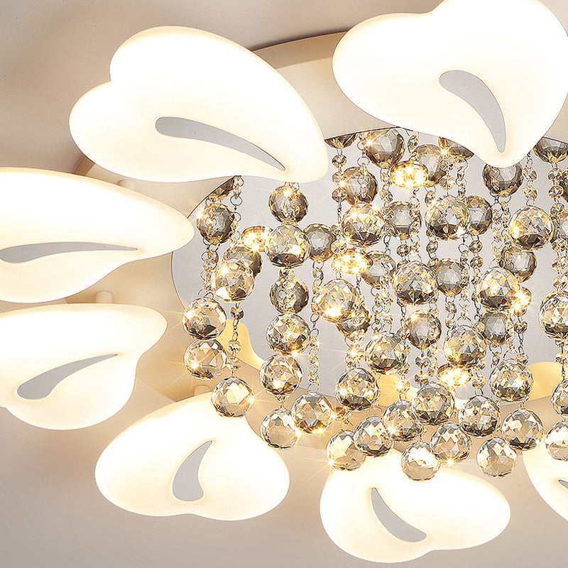 Plafonnier LED en acrylique cristal fer nordique contemporain en forme de cœur fleur pour salon 