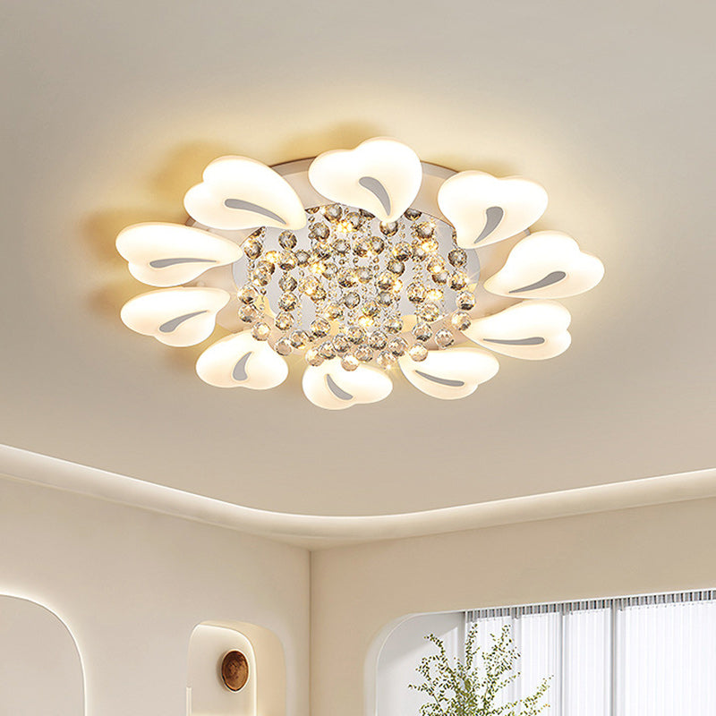 Plafonnier LED en acrylique cristal fer nordique contemporain en forme de cœur fleur pour salon 