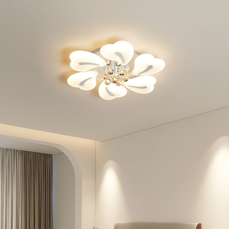 Plafonnier LED en acrylique cristal fer nordique contemporain en forme de cœur fleur pour salon 