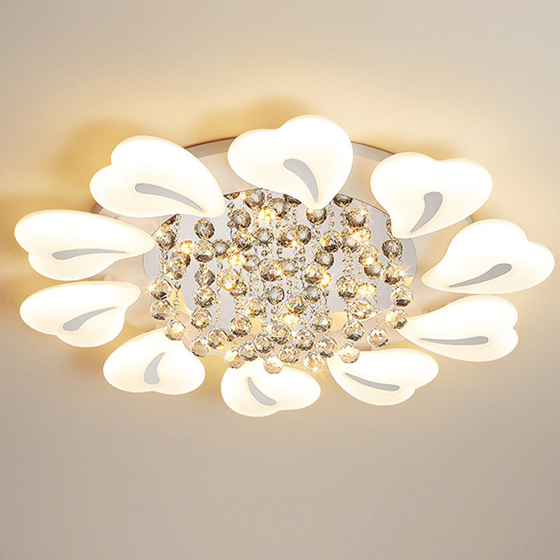 Plafonnier LED en acrylique cristal fer nordique contemporain en forme de cœur fleur pour salon 