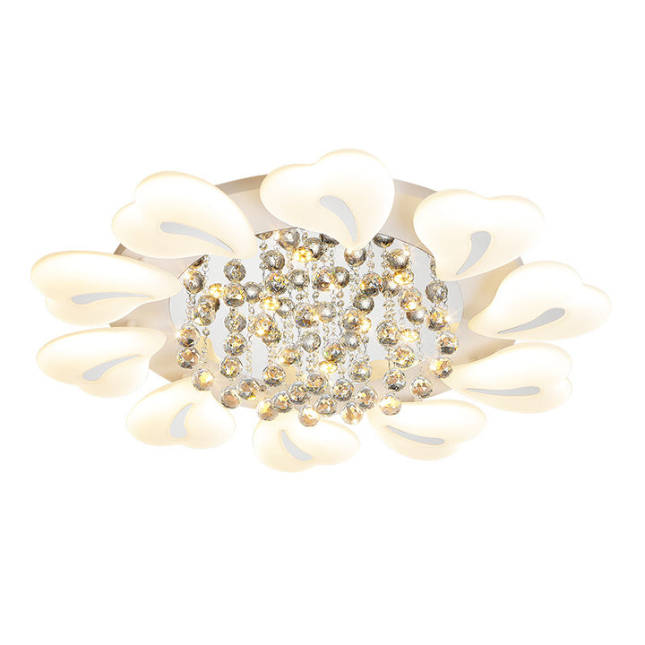 Plafonnier LED en acrylique cristal fer nordique contemporain en forme de cœur fleur pour salon 