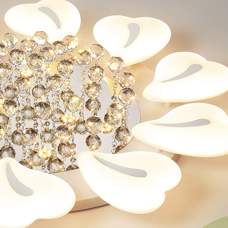 Plafonnier LED en acrylique cristal fer nordique contemporain en forme de cœur fleur pour salon 
