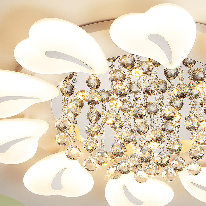 Plafonnier LED en acrylique cristal fer nordique contemporain en forme de cœur fleur pour salon 