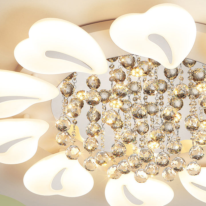 Plafonnier LED en acrylique cristal fer nordique contemporain en forme de cœur fleur pour salon 