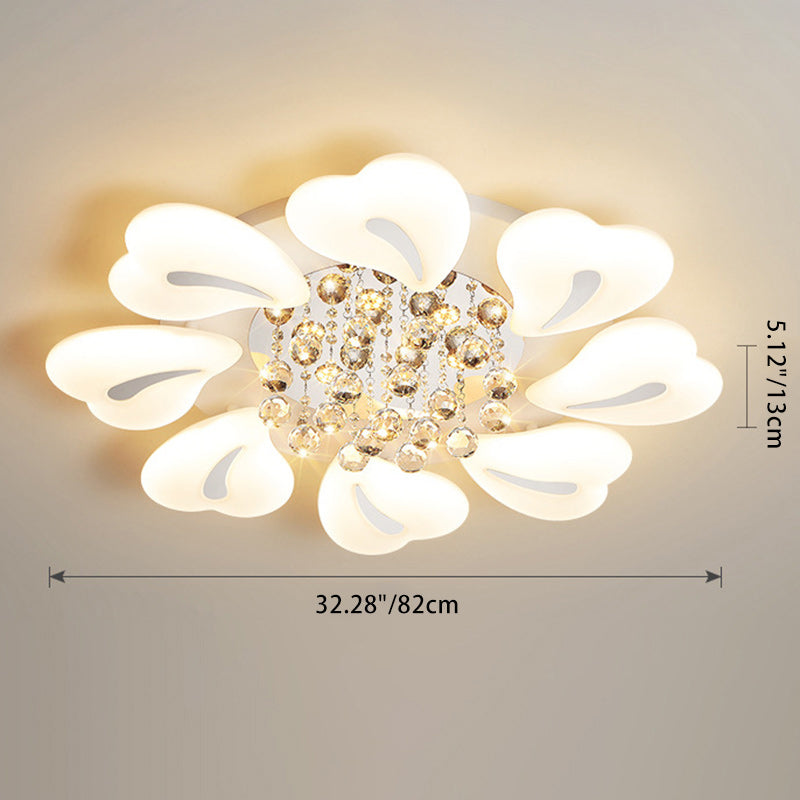 Plafonnier LED en acrylique cristal fer nordique contemporain en forme de cœur fleur pour salon 