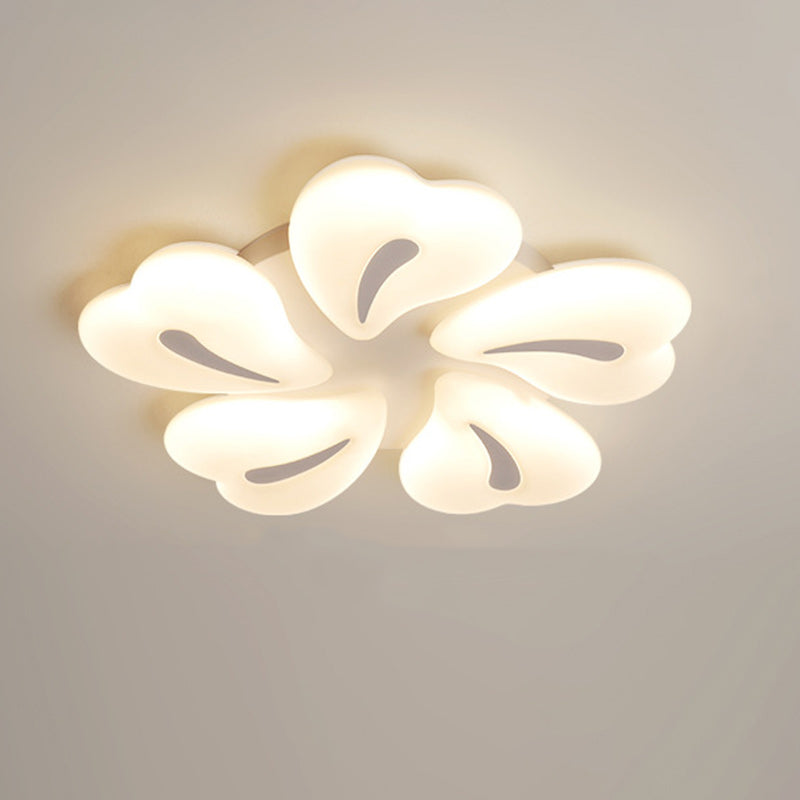 Plafonnier LED en acrylique cristal fer nordique contemporain en forme de cœur fleur pour salon 