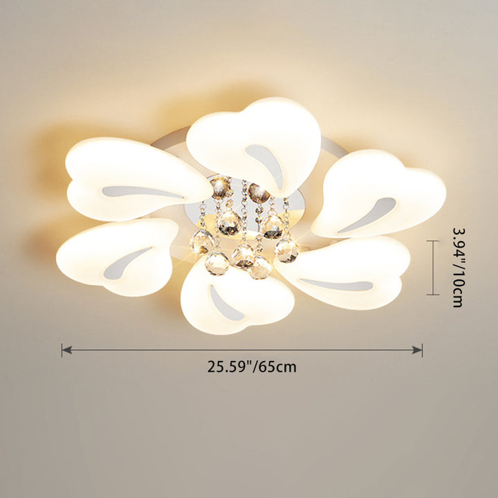Plafonnier LED en acrylique cristal fer nordique contemporain en forme de cœur fleur pour salon 