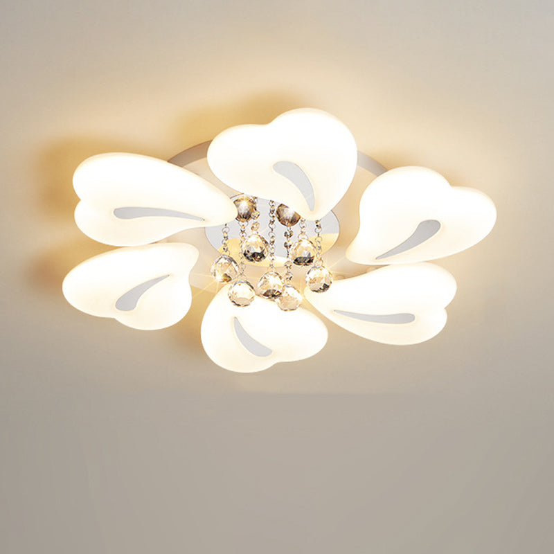 Plafonnier LED en acrylique cristal fer nordique contemporain en forme de cœur fleur pour salon 