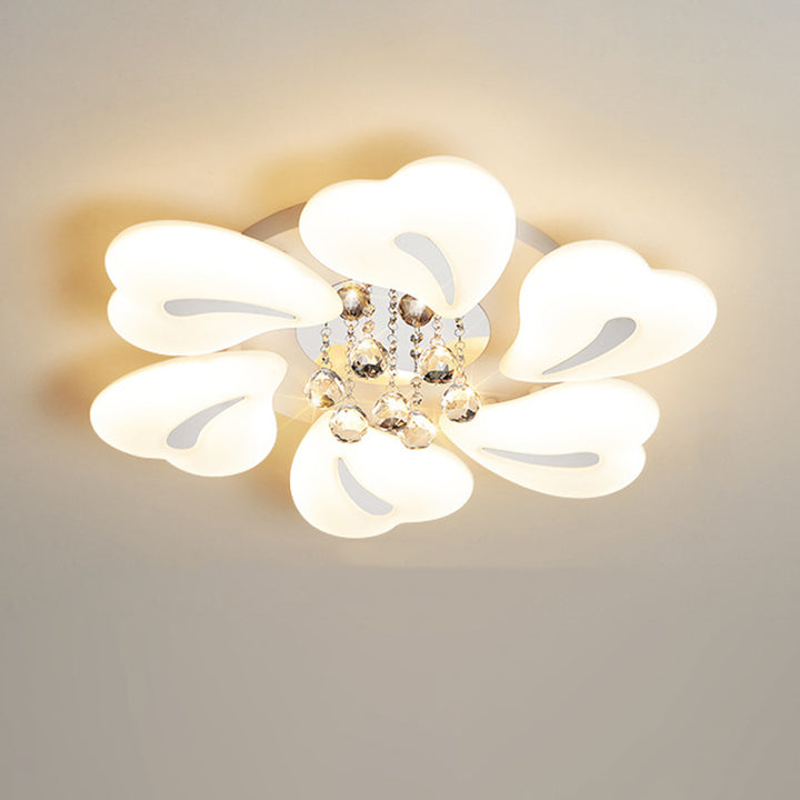 Plafonnier LED en acrylique cristal fer nordique contemporain en forme de cœur fleur pour salon 