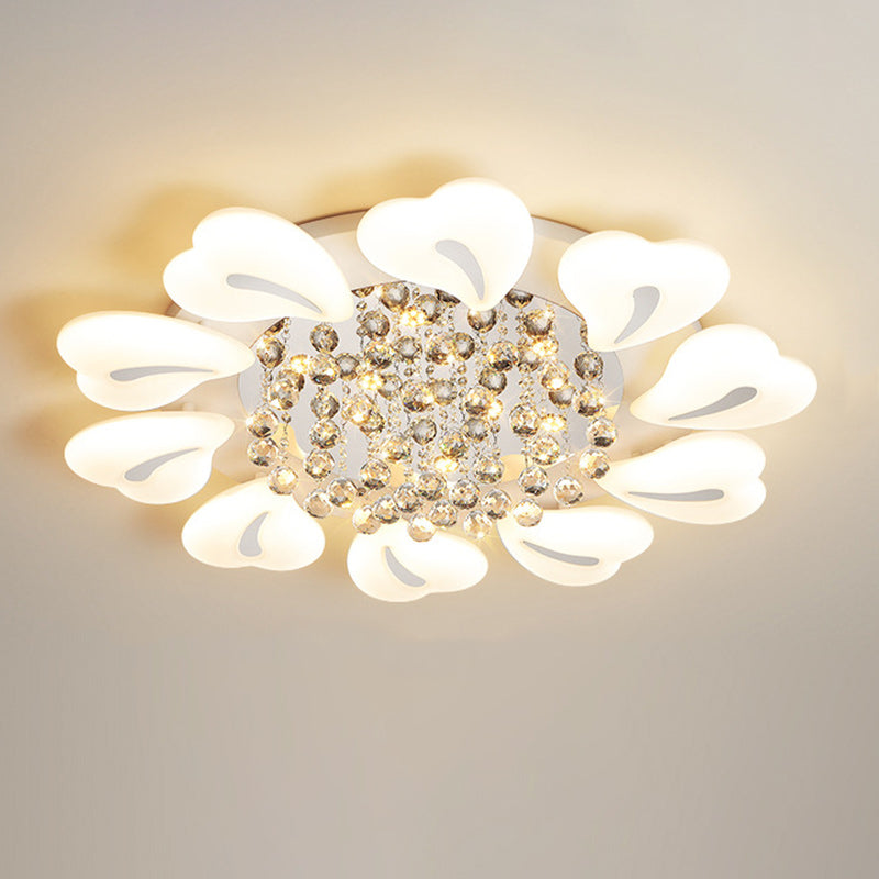 Plafonnier LED en acrylique cristal fer nordique contemporain en forme de cœur fleur pour salon 