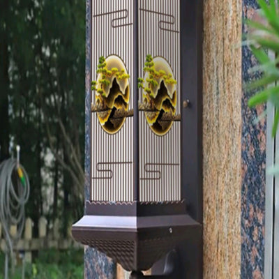 Applique murale LED en forme de cylindre en aluminium et verre imperméable solaire chinois traditionnel pour patio extérieur 