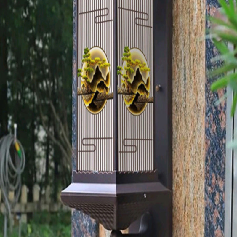 Applique murale LED en forme de cylindre en aluminium et verre imperméable solaire chinois traditionnel pour patio extérieur 