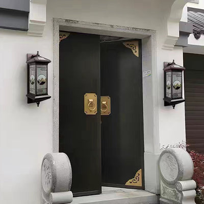 Applique murale LED en forme de cylindre en aluminium et verre imperméable solaire chinois traditionnel pour patio extérieur 