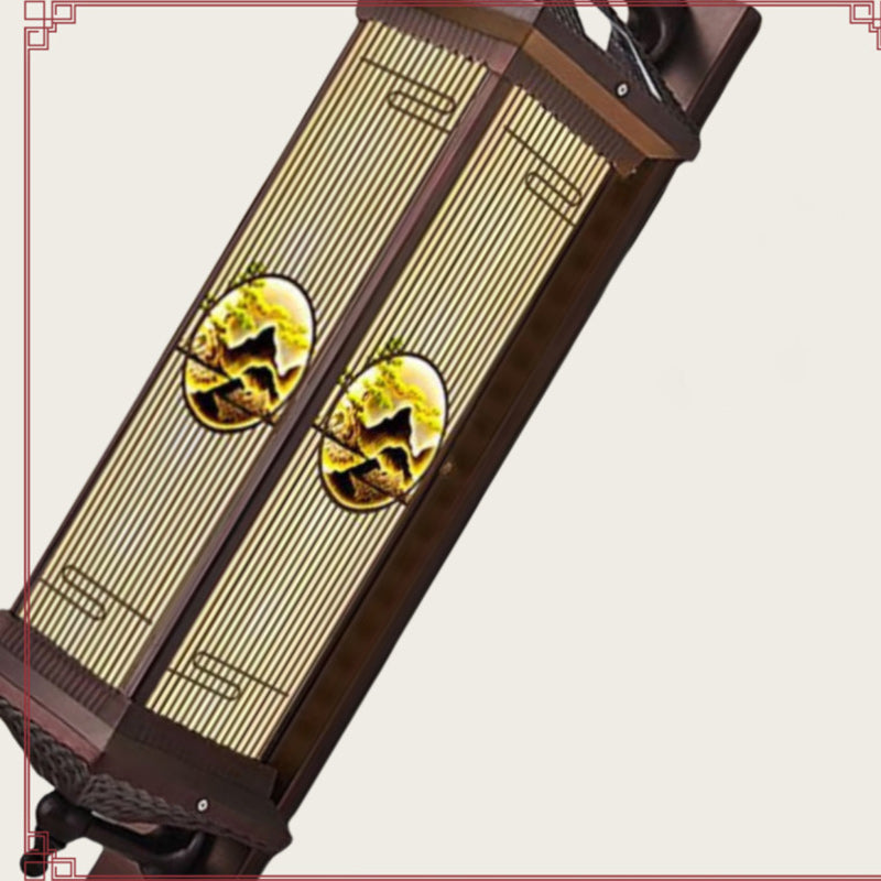 Applique murale LED en forme de cylindre en aluminium et verre imperméable solaire chinois traditionnel pour patio extérieur 