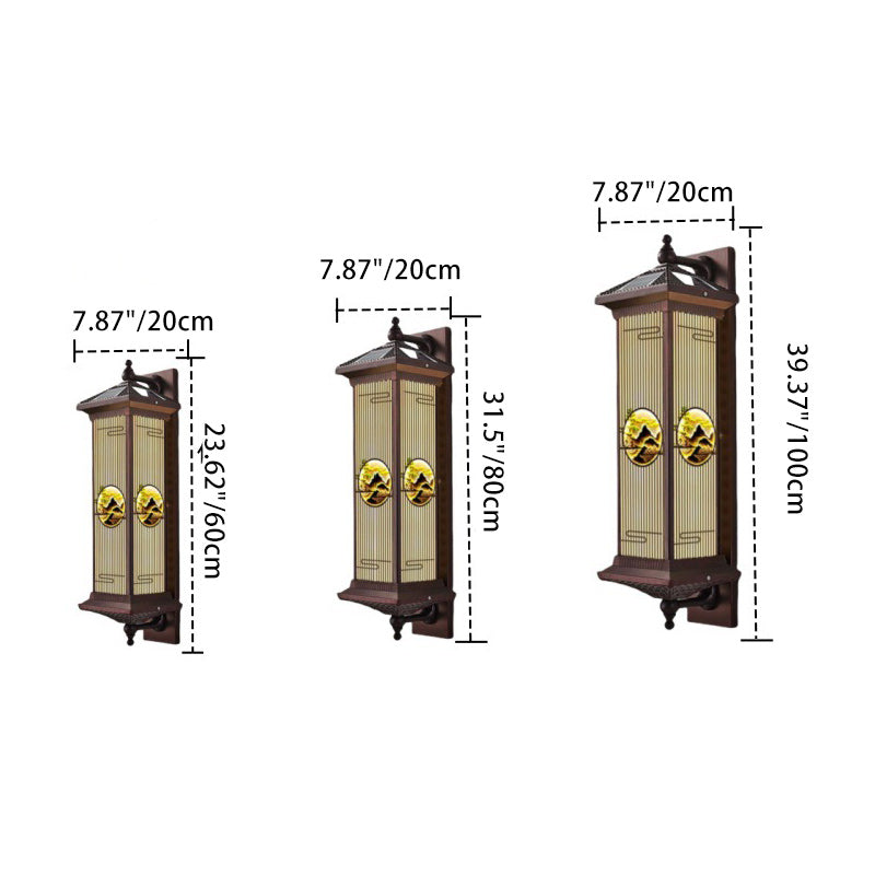 Applique murale LED en forme de cylindre en aluminium et verre imperméable solaire chinois traditionnel pour patio extérieur 