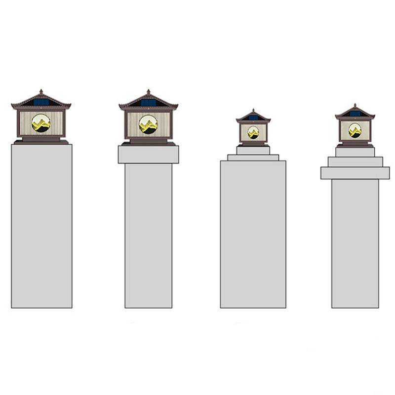 إضاءة المناظر الطبيعية LED على شكل أسطوانة مربعة من الألومنيوم والزجاج PC المضاد للماء بالطاقة الشمسية الصينية التقليدية لشجرة الصنوبر للضوء الخارجي لفناء الهواء الطلق 