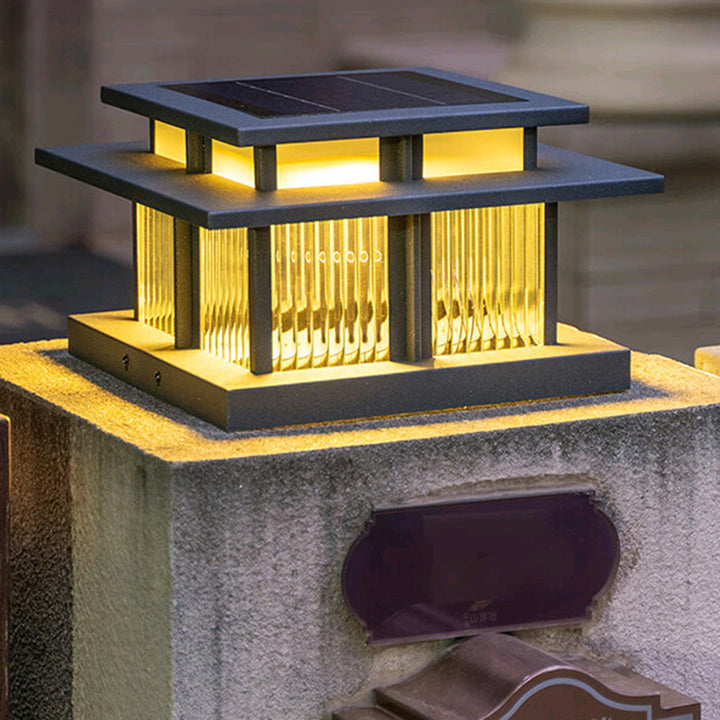 Iluminación de paisaje LED de vidrio de aleación de aluminio cilíndrica cuadrada impermeable solar minimalista moderna para exteriores para patio exterior 