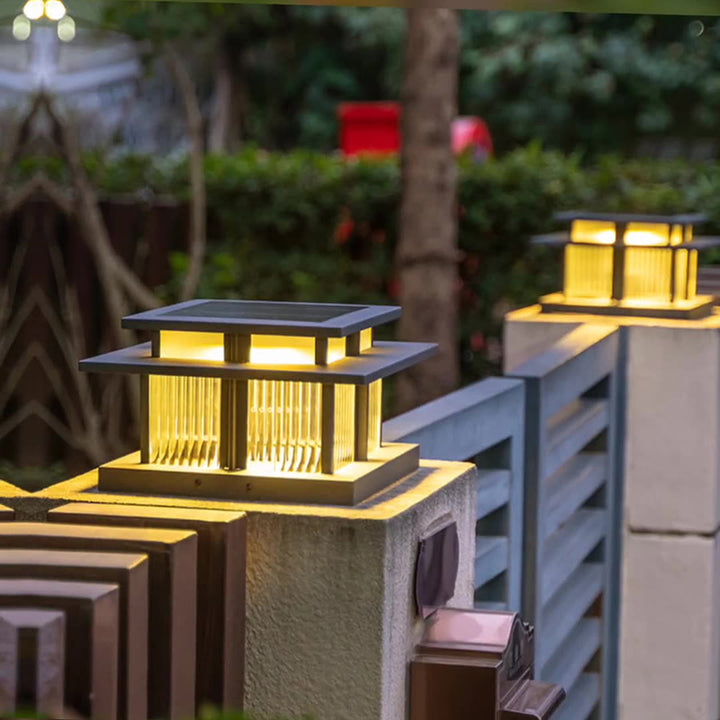 Iluminación de paisaje LED de vidrio de aleación de aluminio cilíndrica cuadrada impermeable solar minimalista moderna para exteriores para patio exterior 