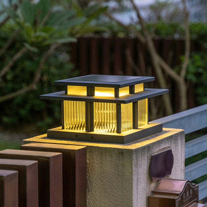 Iluminación de paisaje LED de vidrio de aleación de aluminio cilíndrica cuadrada impermeable solar minimalista moderna para exteriores para patio exterior 