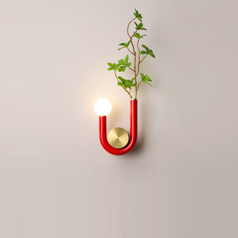 Applique murale LED en forme de U courbée en fer créatif contemporain en aluminium et acrylique pour chevet 