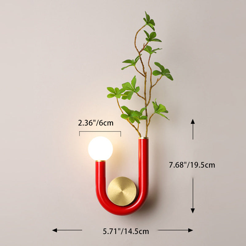 Applique murale LED en forme de U courbée en fer créatif contemporain en aluminium et acrylique pour chevet 