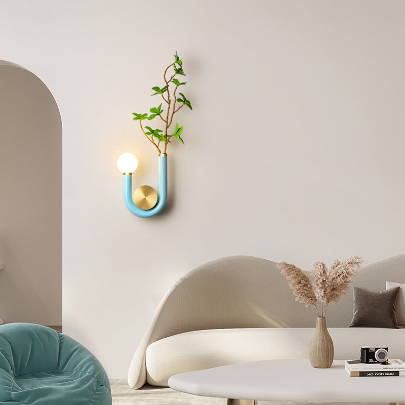 Applique murale LED en forme de U courbée en fer créatif contemporain en aluminium et acrylique pour chevet 