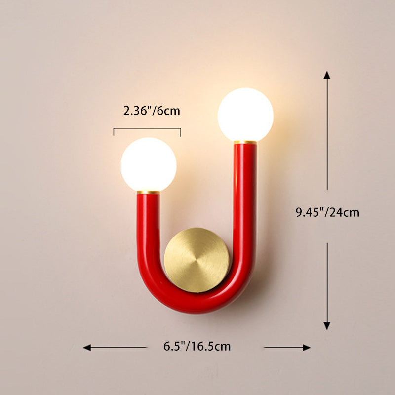 Applique murale LED en forme de U courbée en fer créatif contemporain en aluminium et acrylique pour chevet 