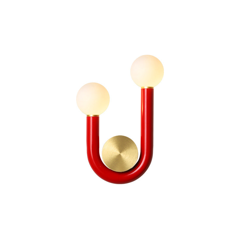 Applique murale LED en forme de U courbée en fer créatif contemporain en aluminium et acrylique pour chevet 
