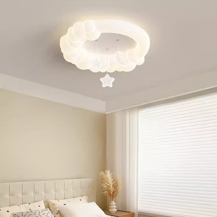 Plafonnier LED contemporain pour enfants nordiques en fer PE rond étoile nuage maïs pour chambre à coucher 