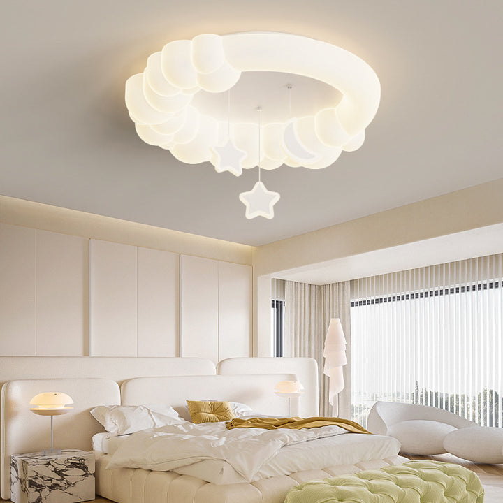 Luz de techo empotrada LED de maíz en forma de nube de estrella redonda de hierro para niños nórdicos contemporáneos para dormitorio 
