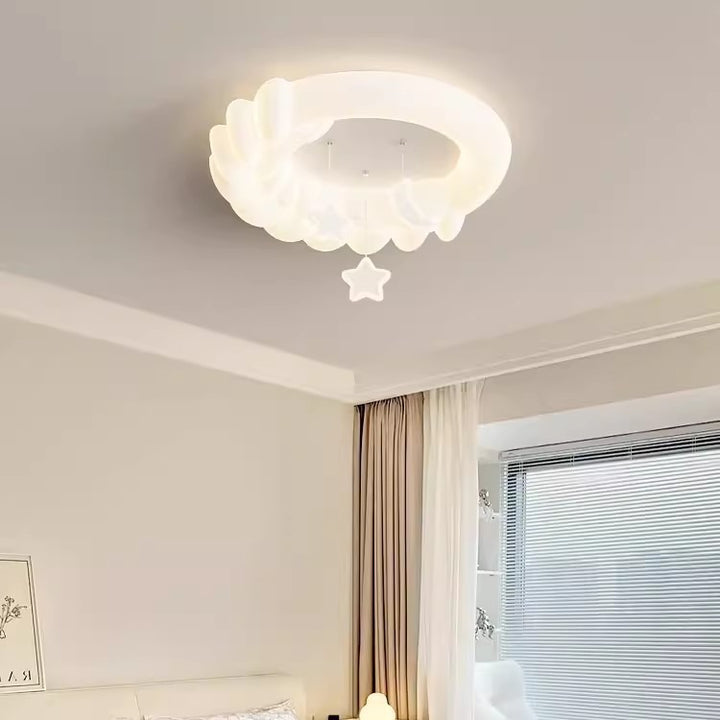 Plafonnier LED contemporain pour enfants nordiques en fer PE rond étoile nuage maïs pour chambre à coucher 