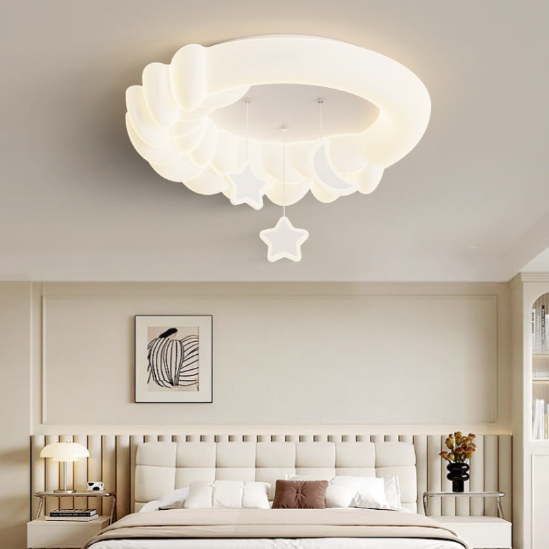 Plafonnier LED contemporain pour enfants nordiques en fer PE rond étoile nuage maïs pour chambre à coucher 