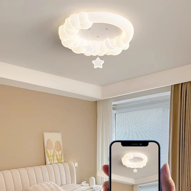 Plafonnier LED contemporain pour enfants nordiques en fer PE rond étoile nuage maïs pour chambre à coucher 
