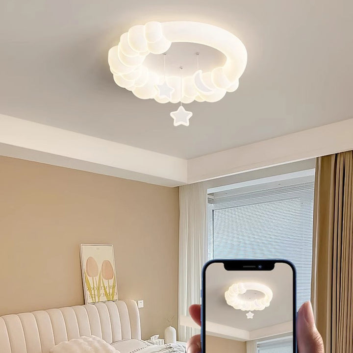 Plafonnier LED contemporain pour enfants nordiques en fer PE rond étoile nuage maïs pour chambre à coucher 