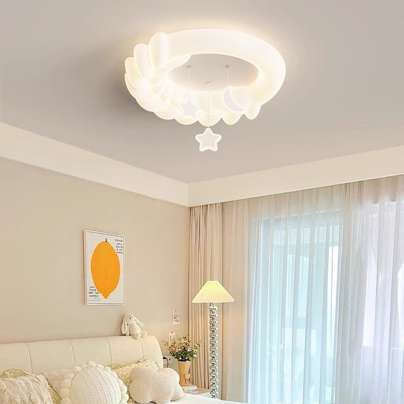 Plafonnier LED contemporain pour enfants nordiques en fer PE rond étoile nuage maïs pour chambre à coucher 