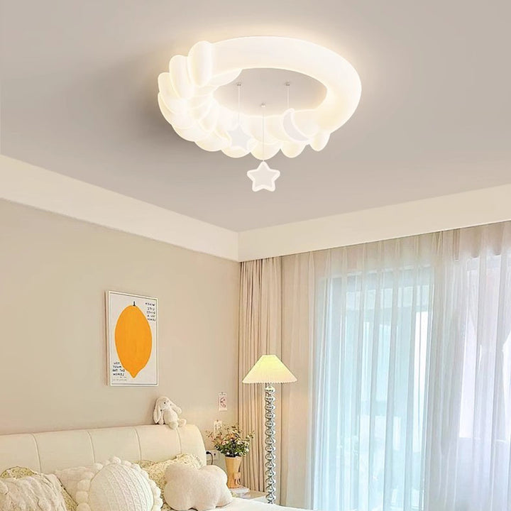 Plafonnier LED contemporain pour enfants nordiques en fer PE rond étoile nuage maïs pour chambre à coucher 