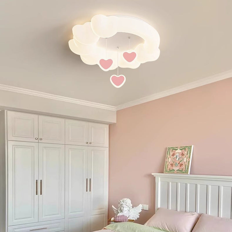 Plafonnier LED contemporain pour enfants nordiques en fer PE rond étoile nuage maïs pour chambre à coucher 