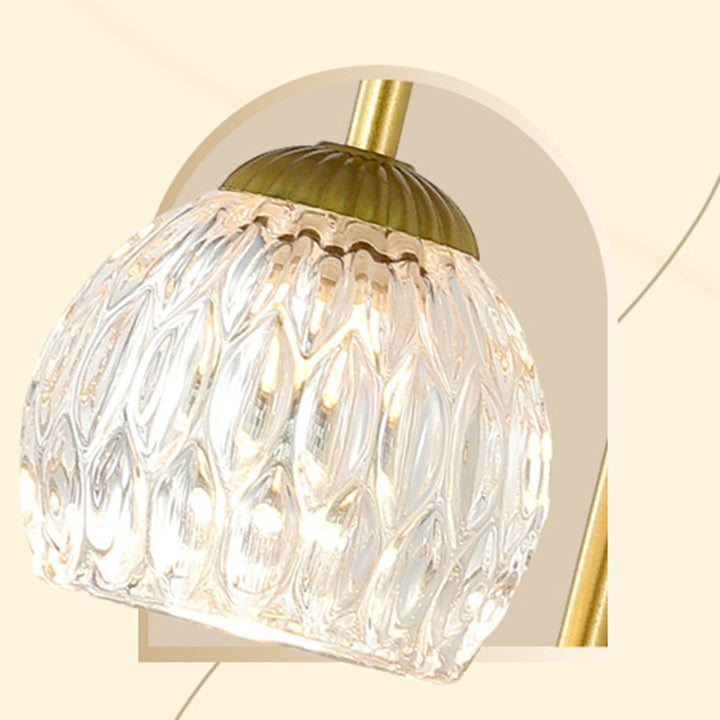 Aplique de pared de cera derretida de 1/2 luz floral redonda de vidrio y hierro de madera de caucho francés tradicional para mesita de noche 