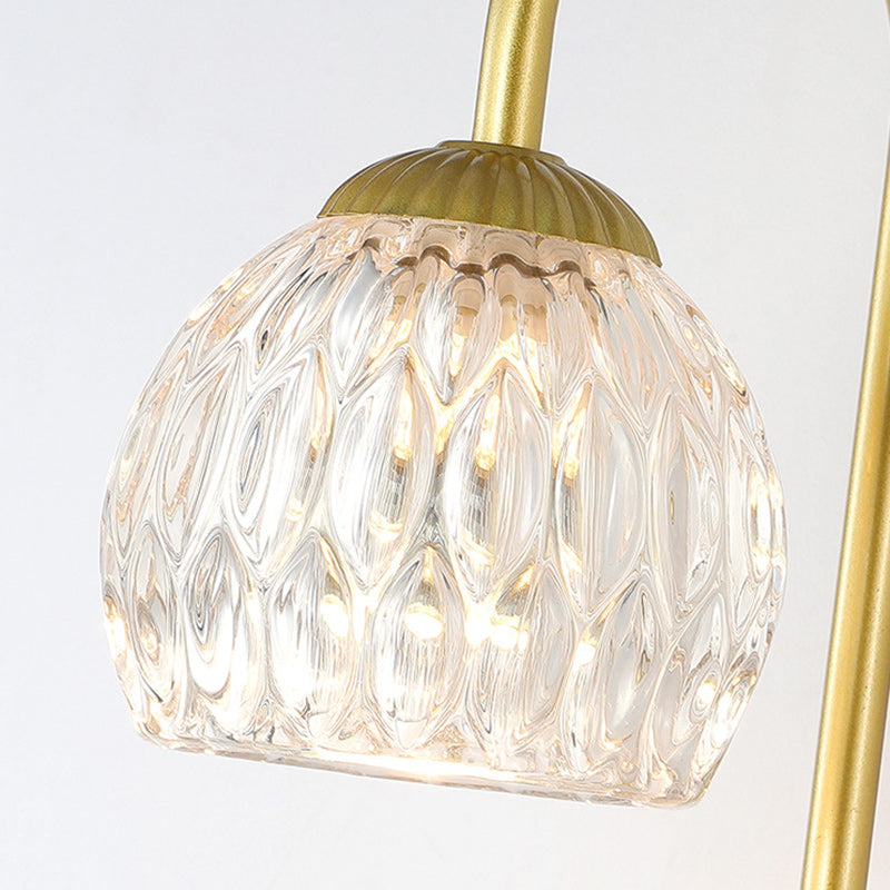 Aplique de pared de cera derretida de 1/2 luz floral redonda de vidrio y hierro de madera de caucho francés tradicional para mesita de noche 