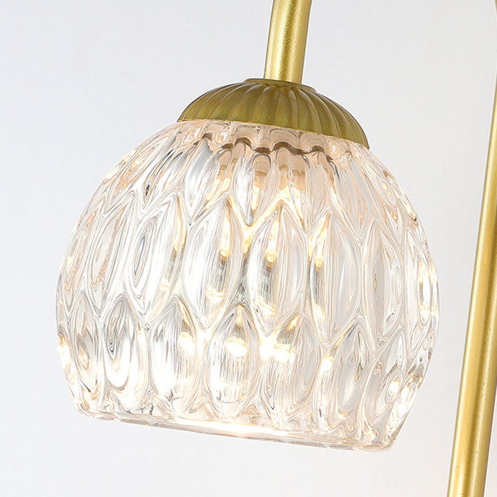 Aplique de pared de cera derretida de 1/2 luz floral redonda de vidrio y hierro de madera de caucho francés tradicional para mesita de noche 