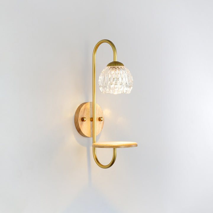 Aplique de pared de cera derretida de 1/2 luz floral redonda de vidrio y hierro de madera de caucho francés tradicional para mesita de noche 