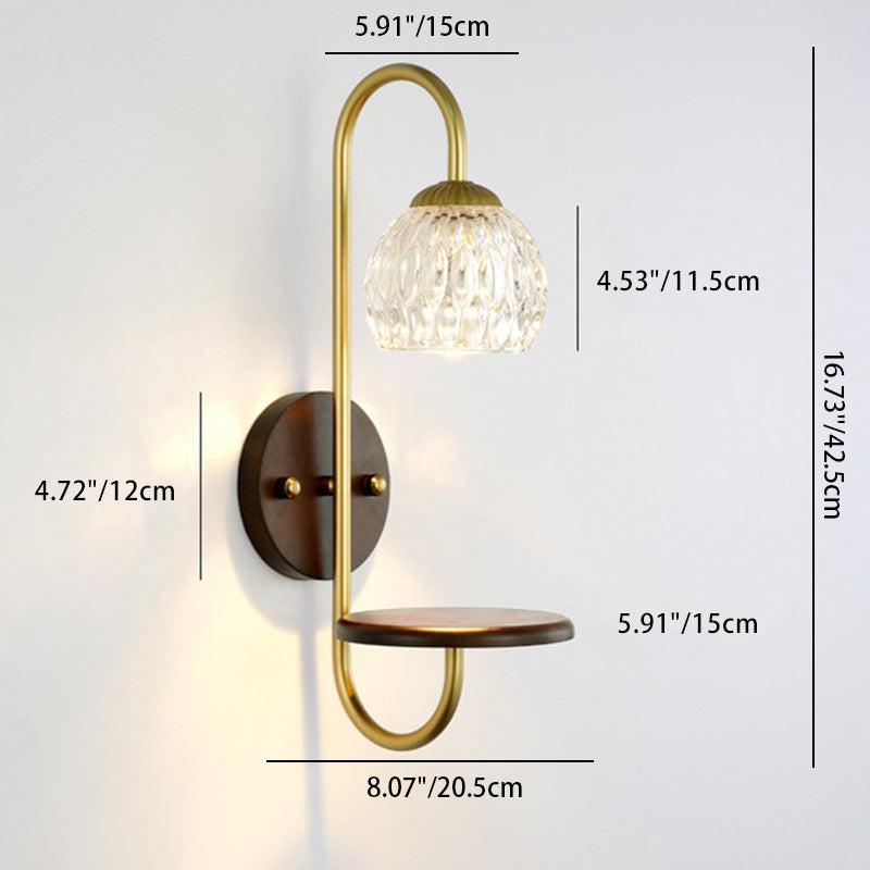 Aplique de pared de cera derretida de 1/2 luz floral redonda de vidrio y hierro de madera de caucho francés tradicional para mesita de noche 