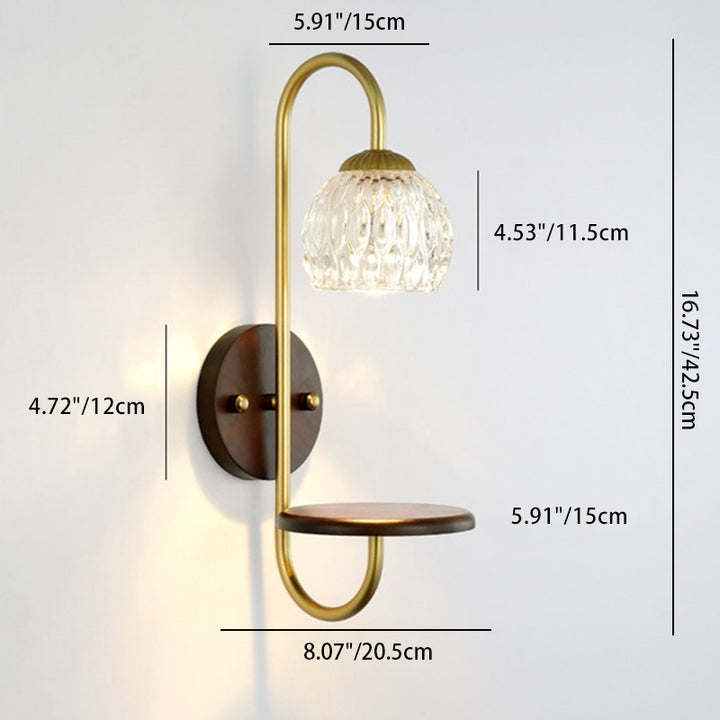 Aplique de pared de cera derretida de 1/2 luz floral redonda de vidrio y hierro de madera de caucho francés tradicional para mesita de noche 