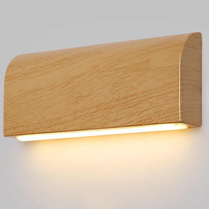 Applique murale LED rectangulaire en aluminium à grain de bois scandinave contemporain pour chevet 