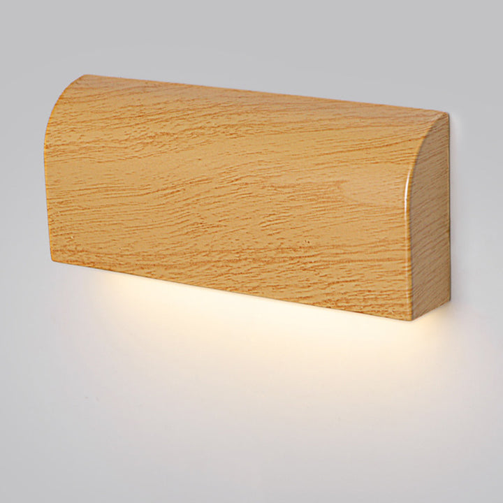 Applique murale LED rectangulaire en aluminium à grain de bois scandinave contemporain pour chevet 