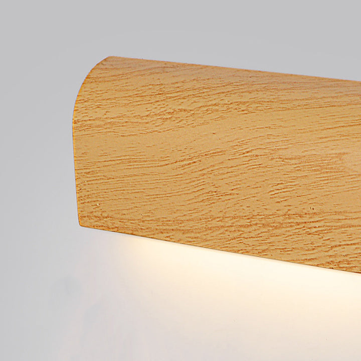 Applique murale LED rectangulaire en aluminium à grain de bois scandinave contemporain pour chevet 